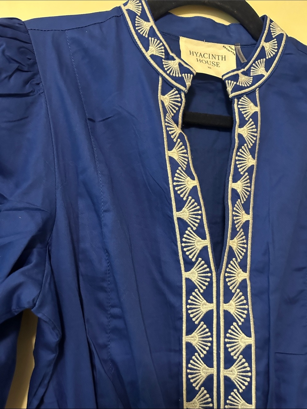 Hyacinth House Blue Embroidered Midi Dress with White Trim by Winchester - Picture 3 of 14